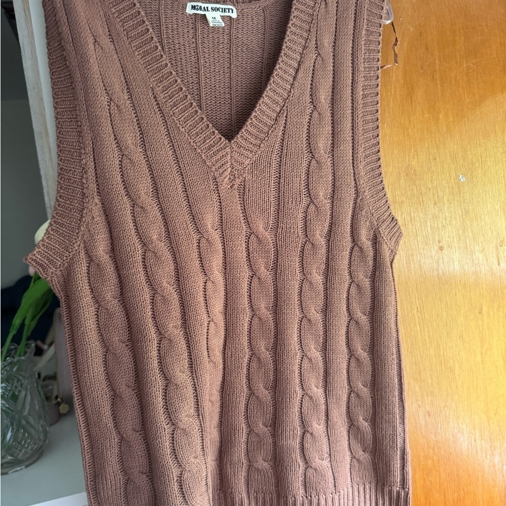 Moral Society Brown Cable Knit Vest
